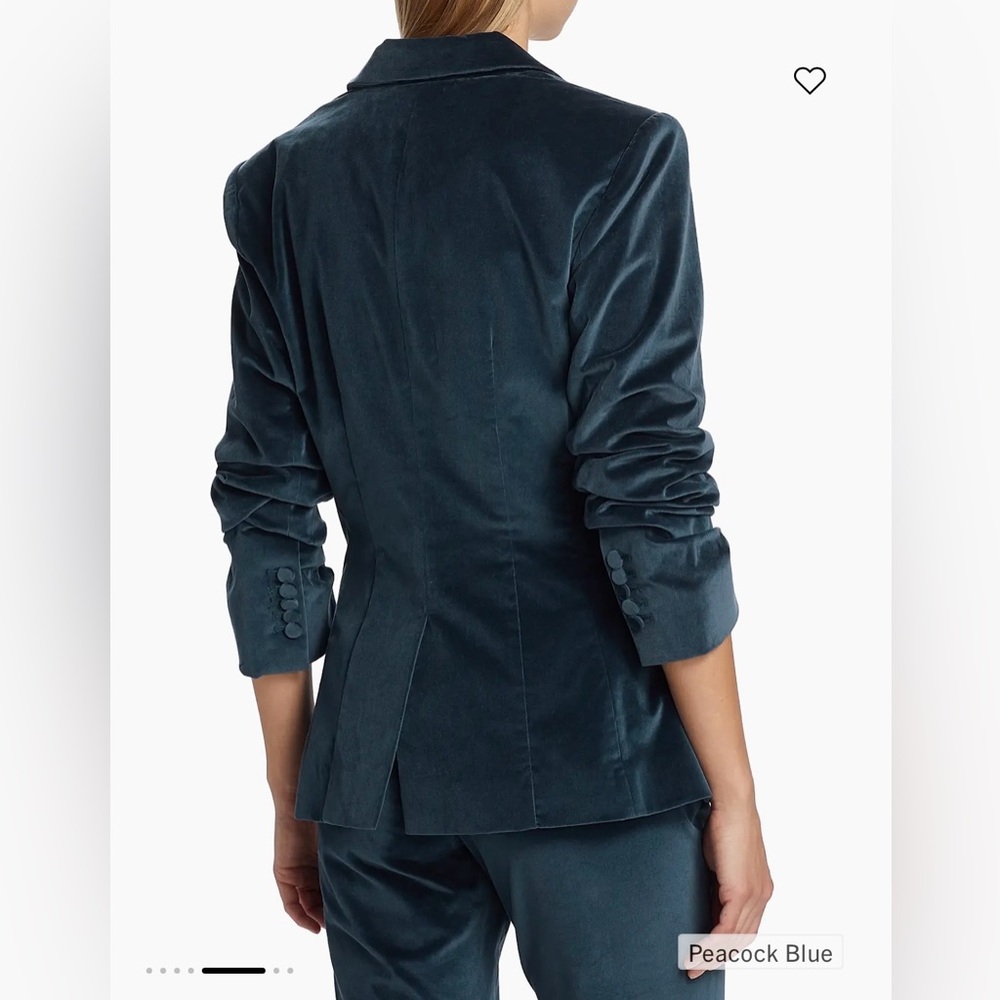 Cinq à Sept Deep Peacock Blue Velvet Blazer NWT $495 Women’s Sz 00 - Picture 2 of 16